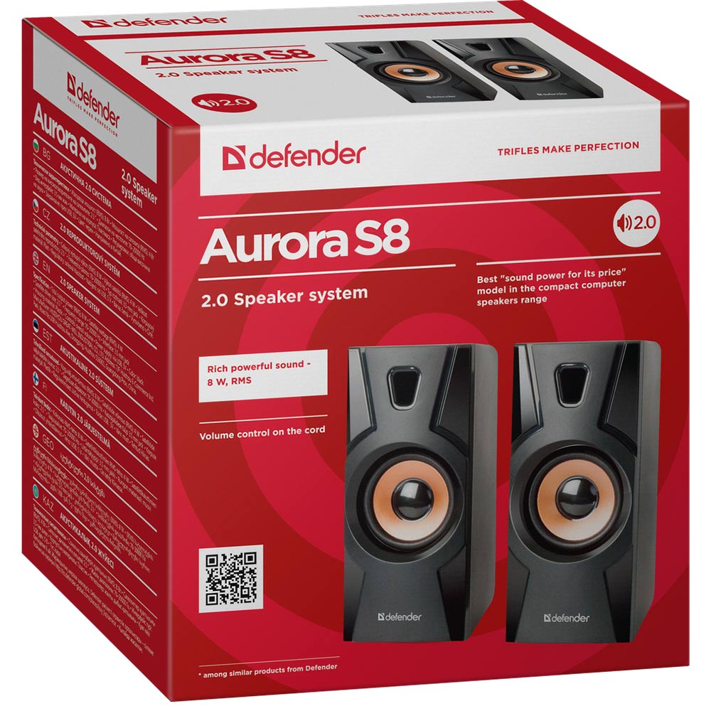 Колонки DEFENDER Aurora S8 black (65408) Тип 2.0