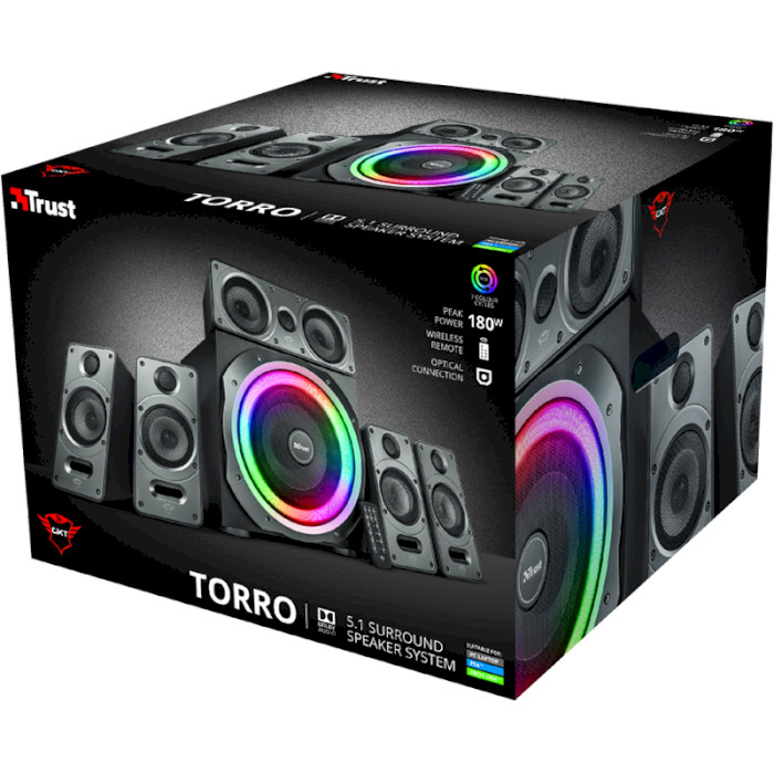 Зовнішній вигляд Колонки TRUST GXT 698 Torro RGB-Illuminated 5.1 BLACK