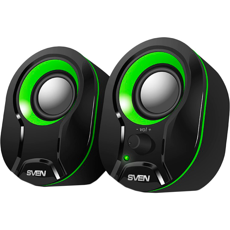 

Колонки SVEN 290 (5 Вт) USB Black-green (410078), 290 (5 Вт), USB, black-green