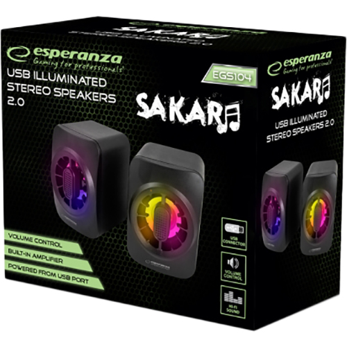 Колонки ESPERANZA 2.0 Led Rainbow Sakara (EGS104) Загальна вихідна потужність 5