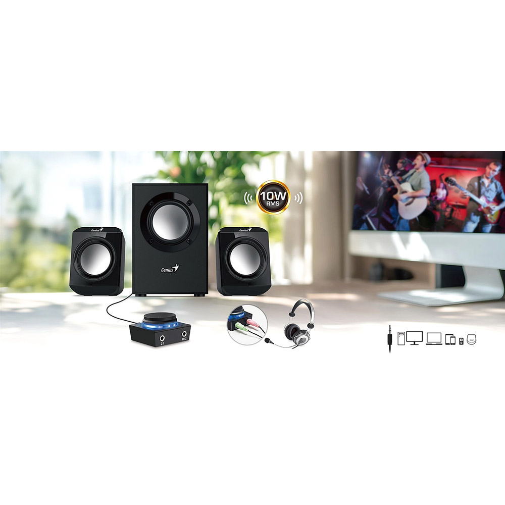 Комп'ютерна акустика GENIUS SW-2.1 300 II Black (31730053401) Співвідношення сигнал/шум 65