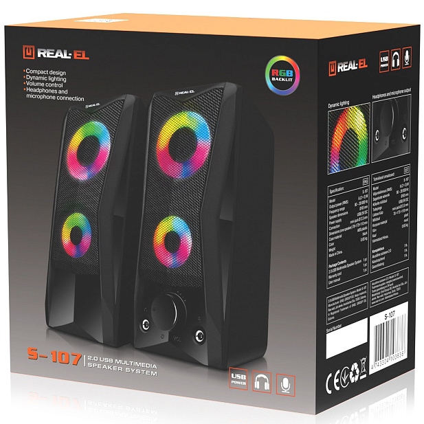 Изображение Колонки REAL EL S-107 Black