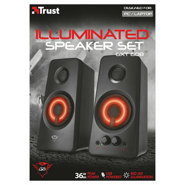 Колонки TRUST GXT 608 Illuminated Speaker set (21202) Матеріал корпусу пластик