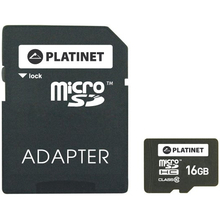 Карта пам'яті PLATINET microSDHC 16 GB Class 10 + SD adapter (PMMSD1610)