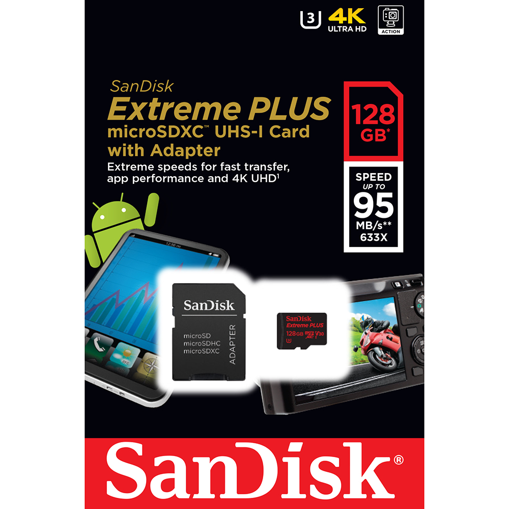 Карта пам'яті SANDISK EXTREME PLUS microSDXC 128GB (SDSQXWG-128G-GN6MA) Об'єм пам'яті 128 Гб