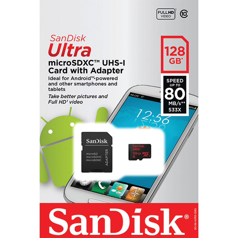 Карта пам'яті SANDISK ULTRA microSDXC 128GB (SDSQXXG-128G-GN6MA) Об'єм пам'яті 128 Гб