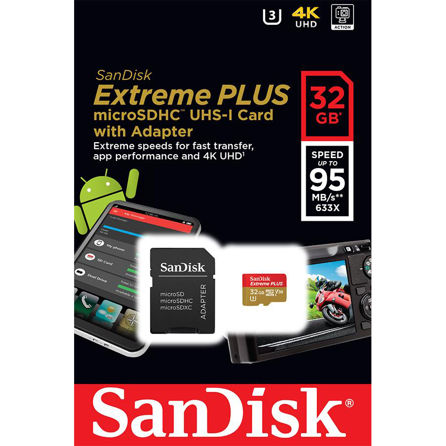 Карта памяти SANDISK Extreme Plus microSDHC 32GB (SDSQXWG-032G-GN6MA) Тип карты micro-SDНС