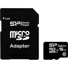 Карта памяти SILICON POWER Superior 16GB C10 UHS-I U3 + SD адаптер (SP016GBSTHDU3V10SP)