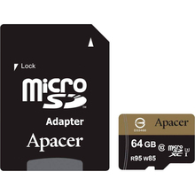 Карта памяти APACER microSDXC 64GB UHS-I U3+adapter (AP64GMCSX10U4-R)