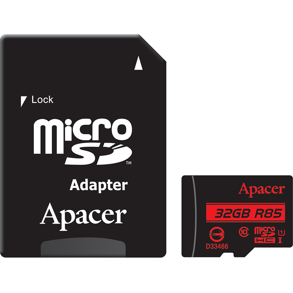 

Карта памяти APACER microSDHC 32GB UHS-I U1 (AP32GMCSH10U5-R), microSDHC 32GB UHS-I U1+adapter (R85MB/s)