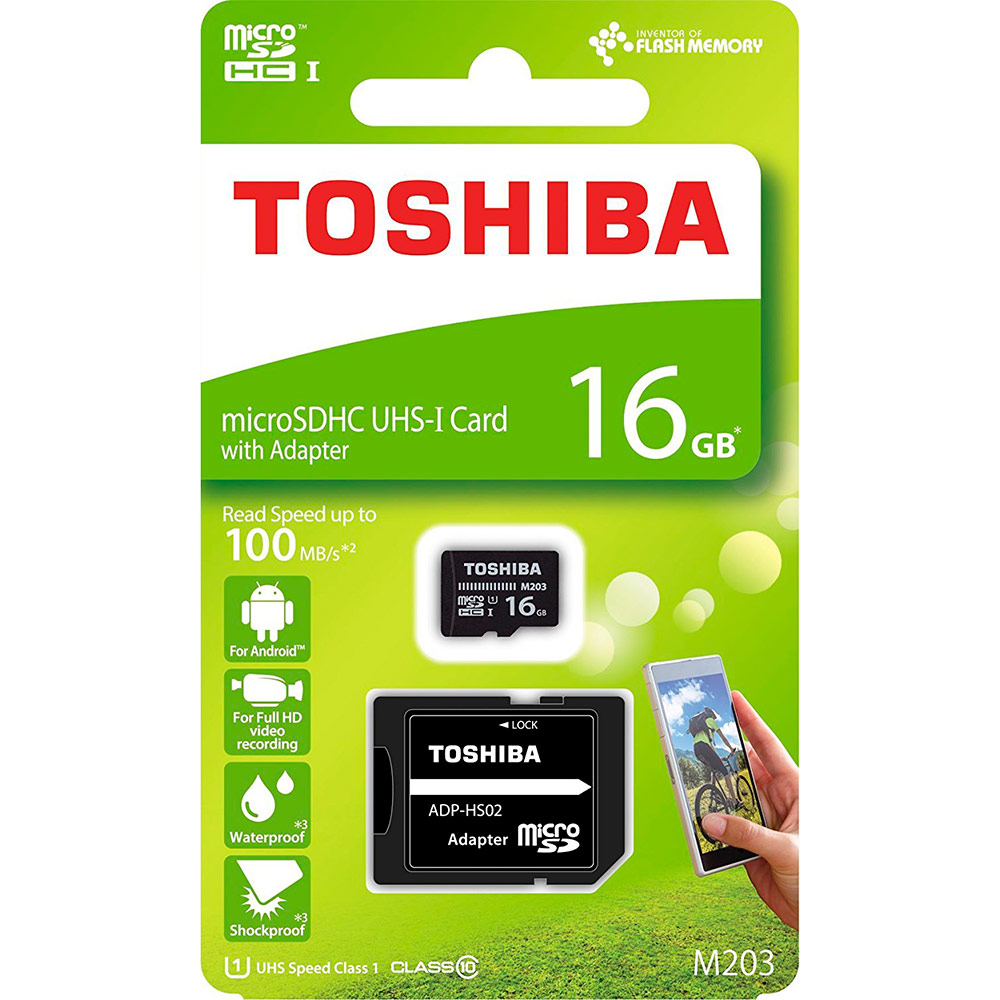 Карта памяти TOSHIBA microSDHC 16GB UHS-I M203 U1 (THN-M203K0160EA) Объём памяти 16 Гб