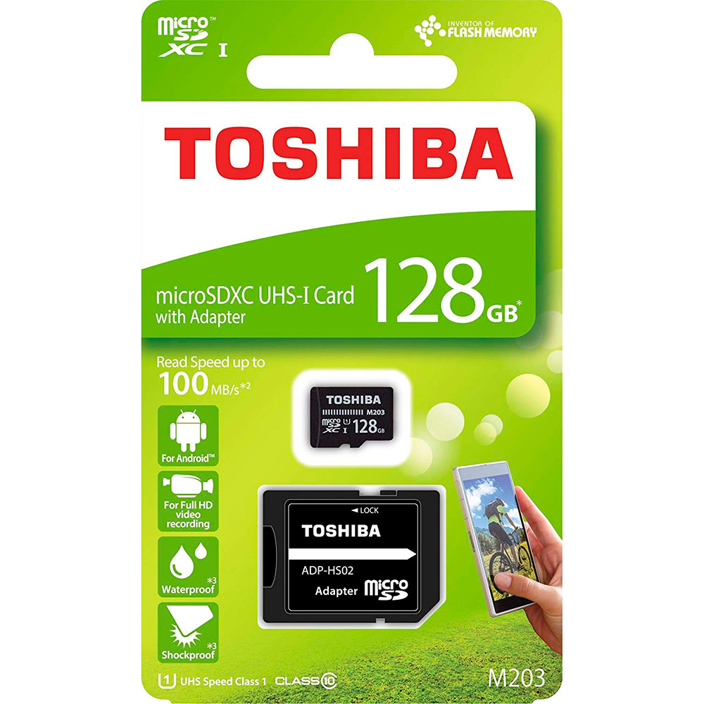 Карта памяти TOSHIBA microSDXC 128GB UHS-I M203 U1 (THN-M203K1280EA) - в  интернет-магазине Фокстрот: цены, отзывы, характеристики | купить в Киеве,  Харькове, Днепропетровске, Одессе - Украина