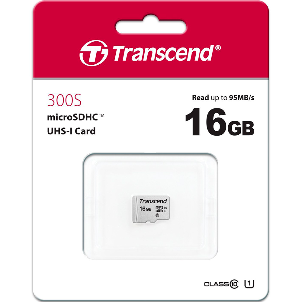 Карта пам'яті TRANSCEND microSDHC 300S 16GB UHS-I U1 (TS16GUSD300S) Тип карти micro-SDНС