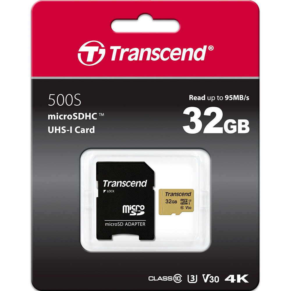 Карта памяти TRANSCEND microSDHC 500S 32GB UHS-I U3 (TS32GUSD500S) Тип карты micro-SDНС