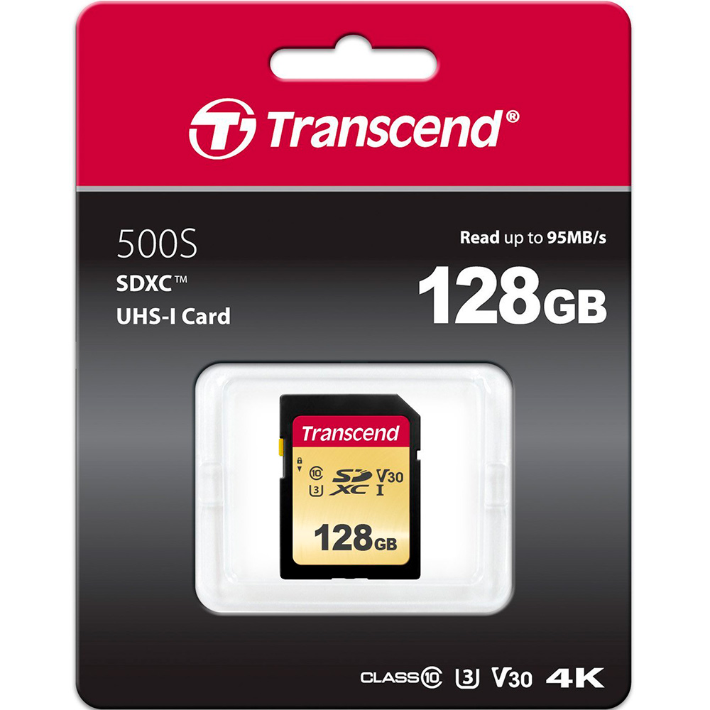 Карта пам'яті TRANSCEND SDXC 500S 128GB UHS-I U3 (TS128GSDC500S) Тип карти SDXC