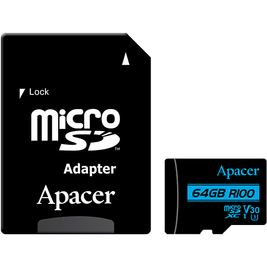 Карта пам'яті APACER microSDXC 64GB UHS-I (U3) V30 (AP64GMCSX10U7-R)