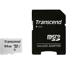 64 гб Карта памяти TRANSCEND microSDXC 64GB 300S UHS-I (U1) (TS64GUSD300S-A)