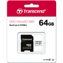 Карта пам'яті TRANSCEND microSDXC 64GB 300S UHS-I (U1) (TS64GUSD300S-A)