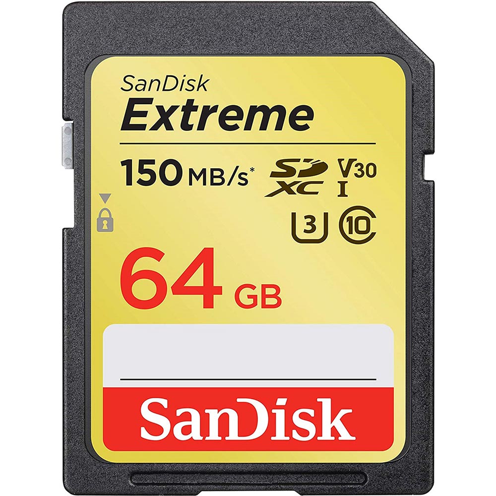 Карта памяти SANDISK SDXC 64GB Extreme C10 V30 UHS-I U3 150MB/s (SDSDXV6-064G-GNCIN)