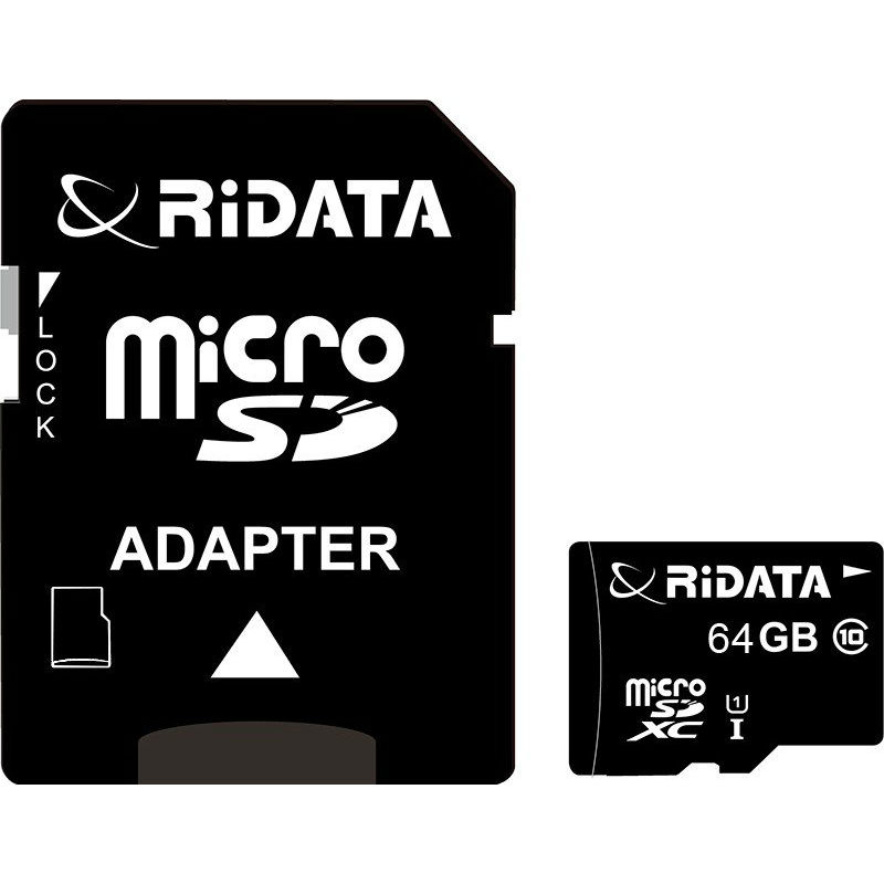 

Карта памяти RIDATA microSDXC 64GB Class 10 UHS-I + SD адаптер (FF964426), microSDXC 64GB Class 10 UHS-I + SD адаптер