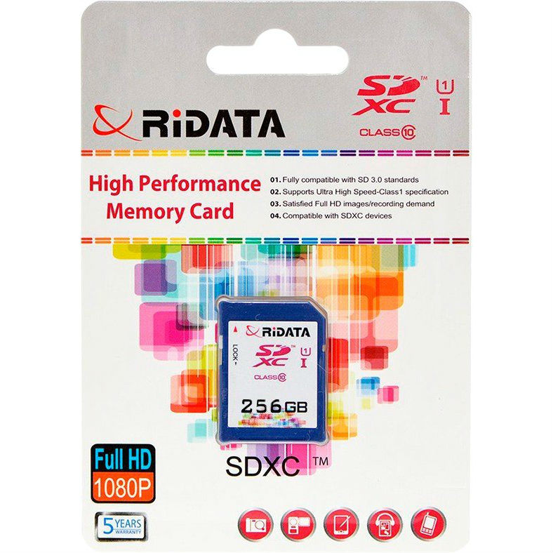 Карта пам'яті RIDATA SDXC 256GB Class 10 UHS-I (FF970342) Тип карти micro-SDXC