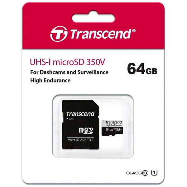 Карта памяти TRANSCEND microSDHC 350V 64GB High Endurance (TS64GUSD350V) Тип карты micro-SDНС