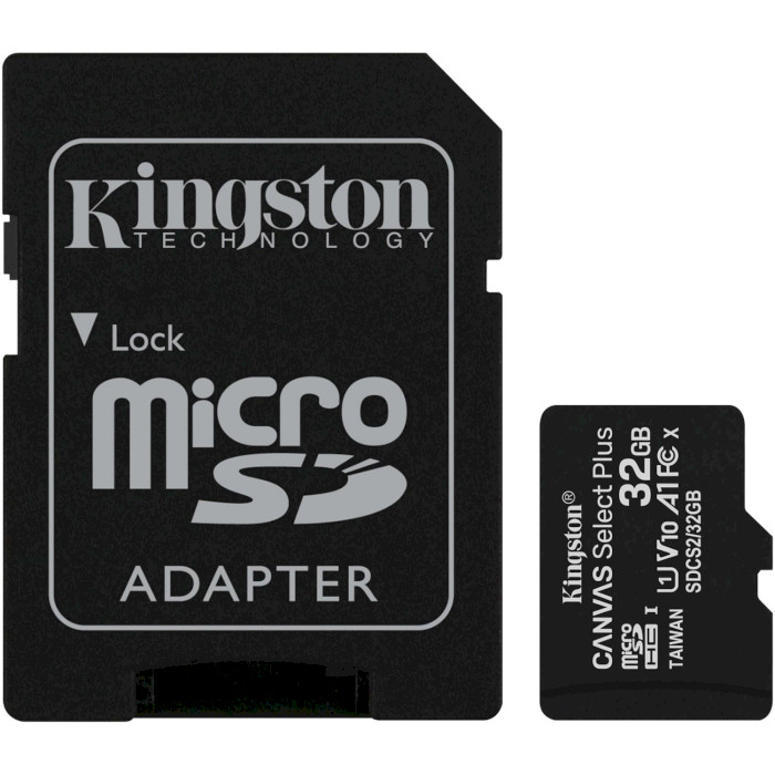 Карта пам'яті KINGSTON microSDHC 32Gb Canvas Select+ A1 UHS-I (U1) (SDCS2/32GB)