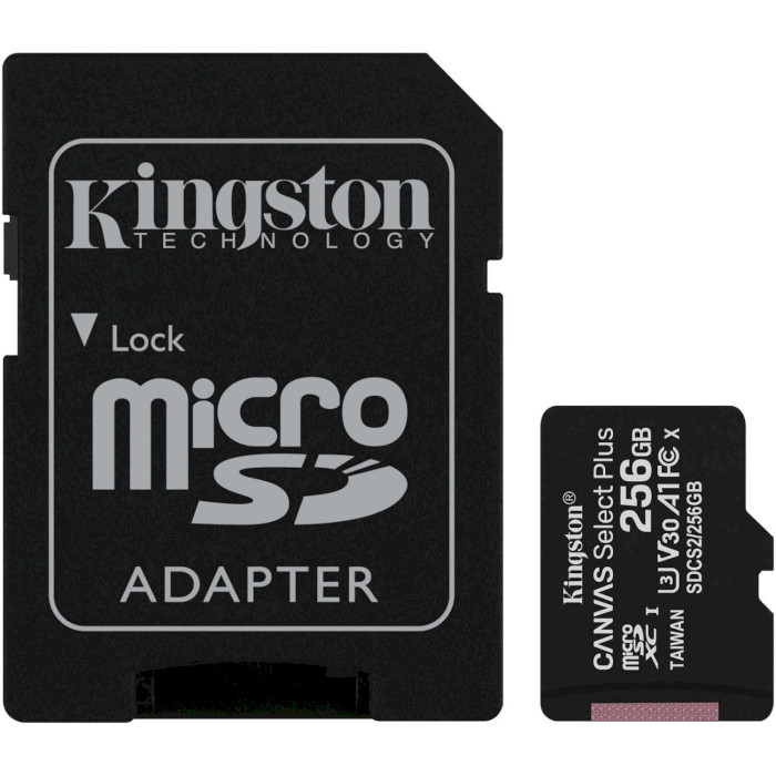 

Карта памяти KINGSTON microSDXC 256Gb Canvas Select+ A1 UHS-I (U3) (SDCS2/256GB), microSDXC 256Gb Canvas Select+ A1 (R100/W85) +ad