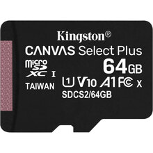 Карта пам'яті KINGSTON microSDXC 64Gb Canvas Select+ A1 (R100/W10) (SDCS2/64GBSP)