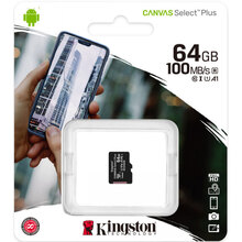 Карта пам'яті KINGSTON microSDXC 64Gb Canvas Select+ A1 (R100/W10) (SDCS2/64GBSP)