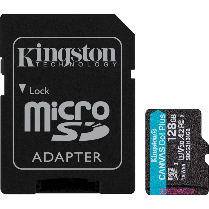 

Карта памяти KINGSTON microSDXC 128Gb Canvas Go+Class 10 UHS-I U3 V30 + SD-adapter (SDCG3/128GB), microSDXC 128Gb Canvas Go+ U3 V30 (R170/W90)+ad