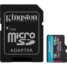 Карта памяти KINGSTON microSDXC 128Gb Canvas Go+Class 10 UHS-I U3 V30 + SD-adapter (SDCG3/128GB)