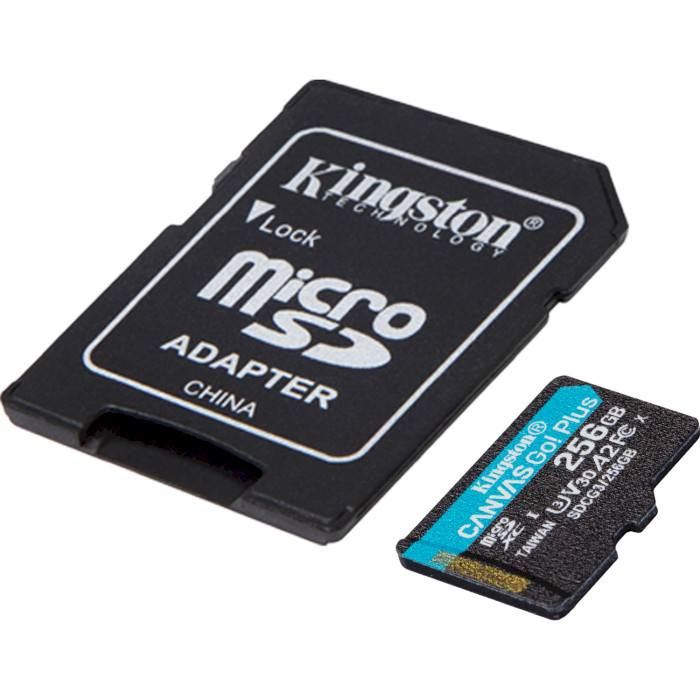 Карта пам'яті KINGSTON microSDXC 256Gb Canvas Go+ UHS-I U3 V30 A2 Class 10 + SD-adapter (R170/W90) Тип карти micro-SDXC