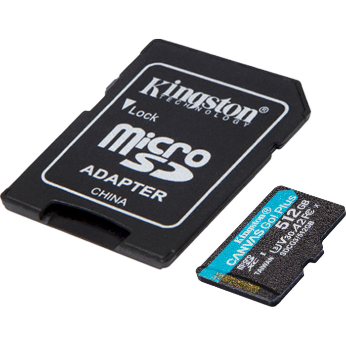 Карта пам'яті KINGSTON microSDXC 512Gb Canvas Go+ Class 10 UHS-I U3 V30 A2 + SD-adapter (SDCG3/512GB) Тип карти micro-SDXC