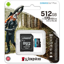 Карта пам'яті KINGSTON microSDXC 512Gb Canvas Go+ Class 10 UHS-I U3 V30 A2 + SD-adapter (SDCG3/512GB)