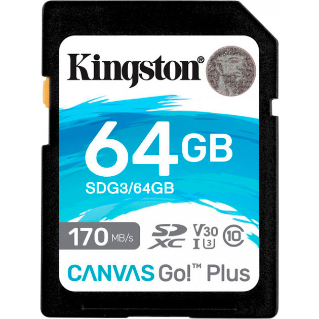 Карта пам'яті KINGSTON SDXC 64 GB Canvas Go+ U3 V30 (R170/W70) (SDG3/64GB)