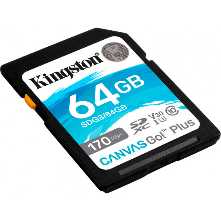 Карта пам'яті KINGSTON SDXC 64 GB Canvas Go+ U3 V30 (R170/W70) (SDG3/64GB) Тип карти SDXC