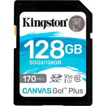 Карта памяти KINGSTON SDXC 128 GB Canvas Go+ U3 V30(R170/W90) (SDG3/128GB)