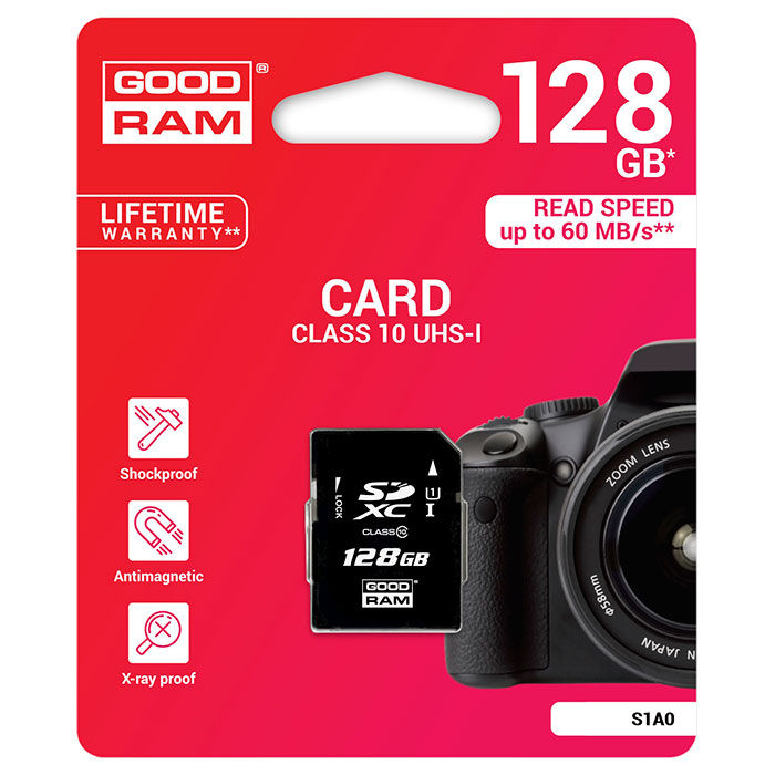 Карта пам'яті GOODRAM SDXC 128Gb UHS-I Class 10 (S1A0-1280R11) Тип карти SDXC