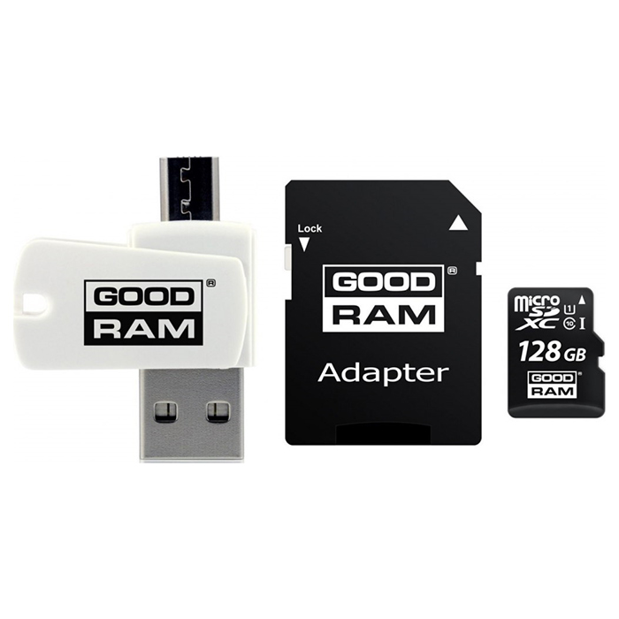 Карта пам'яті GOODRAM microSDXC 128GB UHS-I Class 10 + USB-cardreader/SD-adapter (M1A4-1280R12)