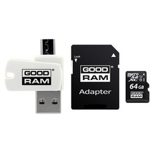 Карта памяти GOODRAM microSDXC 64GB UHS-I Class 10 + USB-cardreader/SD-adapter (M1A4-0640R12)