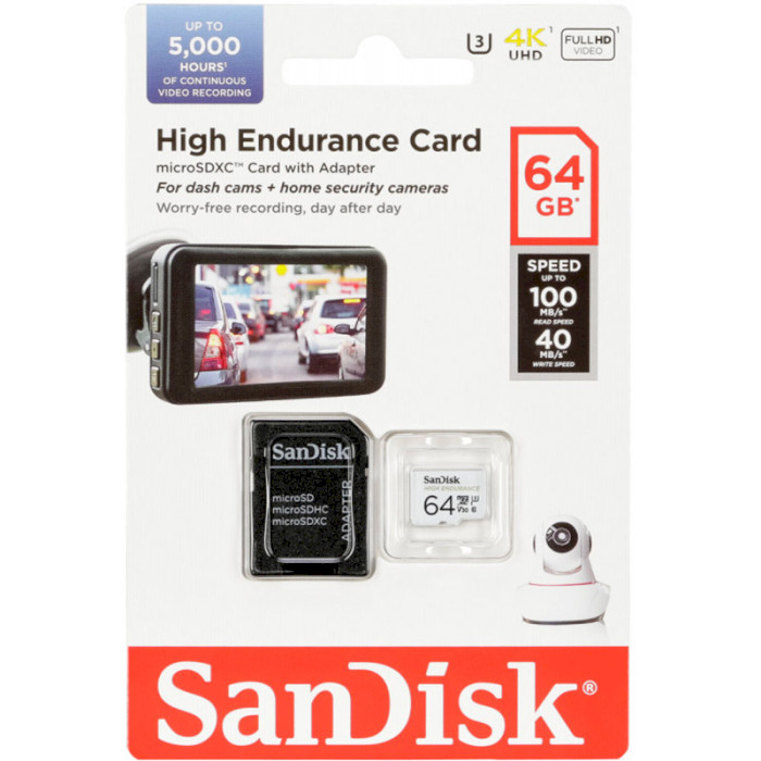 Карта пам'яті SANDISK microSDXC 64GB Class 10 UHS-I U3 + SD-adapter (SDSQQNR-064G-GN6IA) Тип карти micro-SDXC