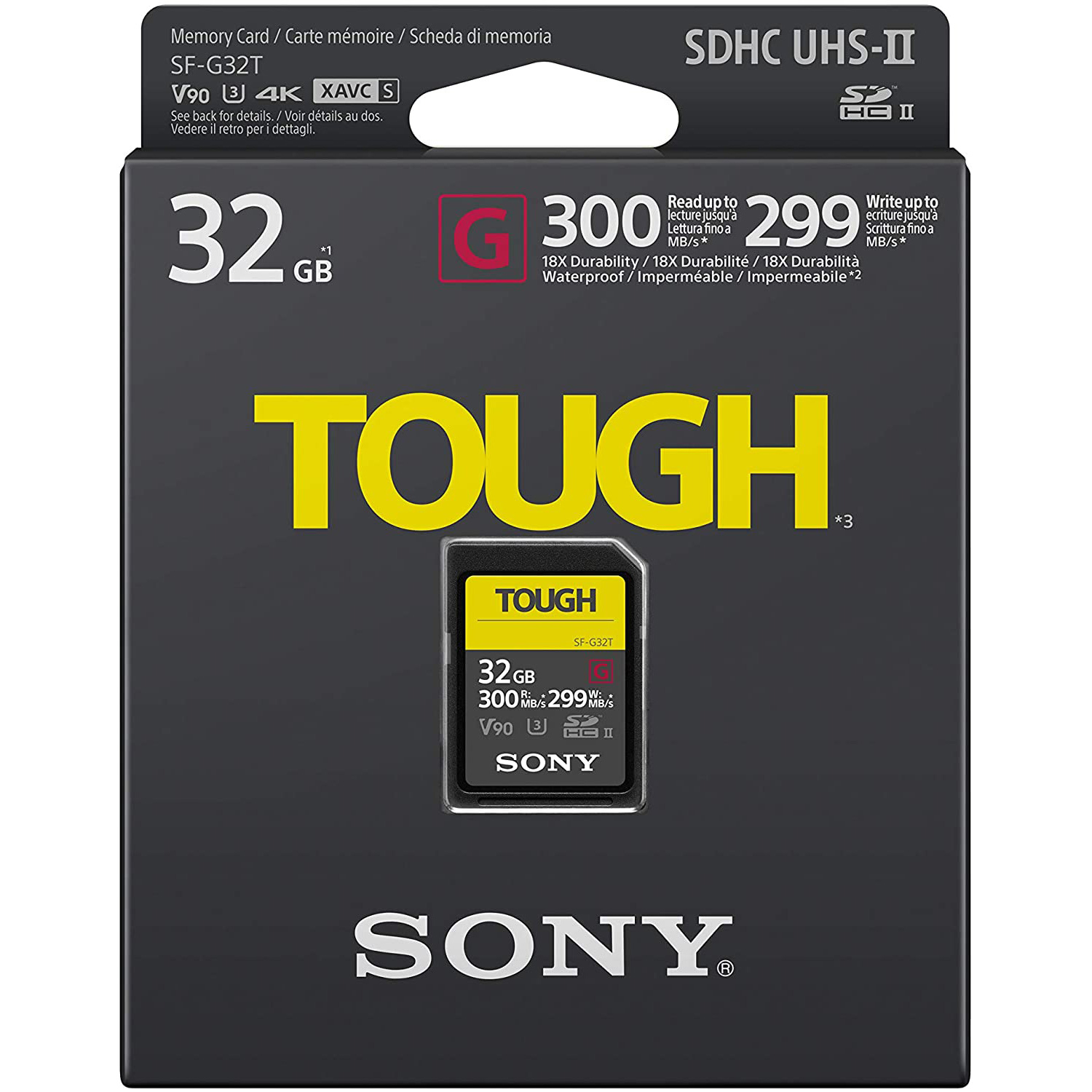 Карта памяти SONY 32 GB SDHC C10 UHS-II U3 V90 Tough (SF32TG) Тип карты SDHC