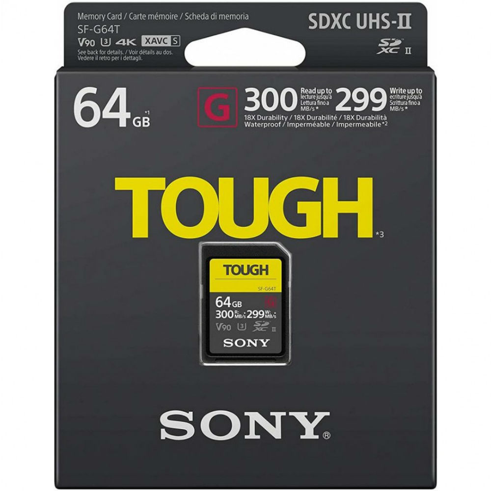 Карта пам'яті SONY 64 GB SDXC C10 UHS-II U3 V90 Tough (SF64TG) Об'єм пам'яті 64 Гб