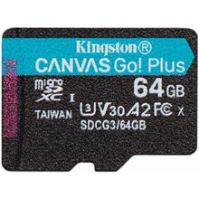 Карта памяти Kingston microSDXC 64 GB C10 UHS-I U3 A2 Canvas Go Plus (SDCG3/64GBSP)