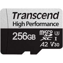 Карта памяти TRANSCEND 256 GB microSDXC C10 UHS-I U3 A2 + SD (TS256GUSD330S)