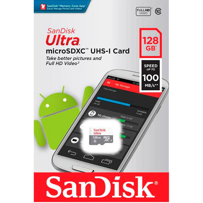 Карта пам'яті SANDISK microSDXC 128GB Ultra C10 (SDSQUNR-128G-GN6MN) Тип карти micro-SDXC