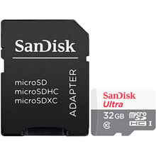 Купити у Запоріжжі - Карта пам'яті SANDISK 32GB microSDHC C10 UHS-I R100MB/s Ultra + SD (SDSQUNR-032G-GN3MA)