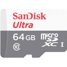 64 гб Карта памяти SANDISK 64GB microSDHC C10 UHS-I R100MB/s Ultra (SDSQUNR-064G-GN3MN)