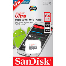 Карта пам'яті SANDISK 64GB microSDHC C10 UHS-I R100MB/s Ultra (SDSQUNR-064G-GN3MN)